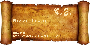 Mizsei Endre névjegykártya